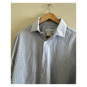 Mizzen+Main Light Blue White Box Checkered Business Casual Button-up Shirt Large